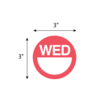 Nevs DaySpots - Wednesday 3" circle White w/Red DDOT-W3